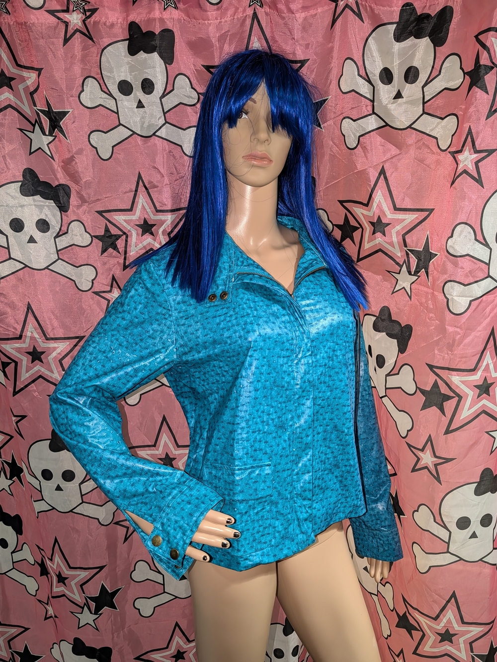 Women's Teal Button-Front Collared Shirt